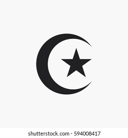Moon and star icon. Islam symbol