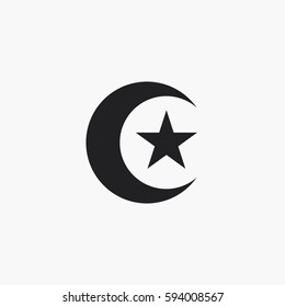 Moon And Star Icon. Islam Symbol