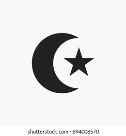 Moon and star icon. Islam symbol