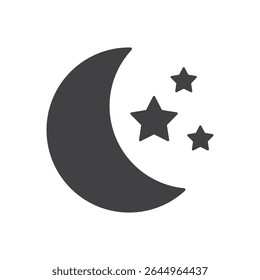 Moon star icon isolated flat style design vector illustration on white background.