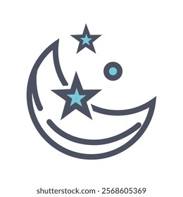 Moon and star icon isolated illustration