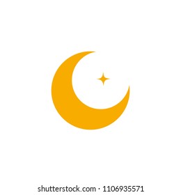 Moon and star icon isolated on white background