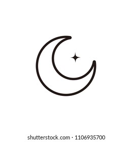 Moon and star icon isolated on white background