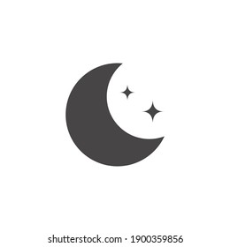 Moon Star Icon Isolated on Black and White Vector Graphic