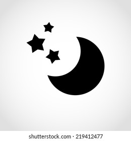 Moon star Icon Isolated on White Background