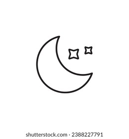 Moon and star icon.  Linear signs  For web apps and mobile.             