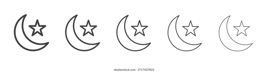 Mond- und Sternsymbol in Linearstrichen Konzept