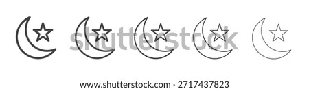 Moon and star icon in linear strokes concept