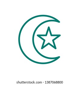 Moon and star icon logo. Islamic sign symbol. Muslim pray. Ramadan Kareem.