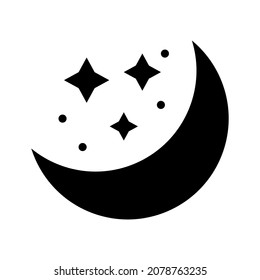 Moon star icon. Night sky. Black silhouette. Dream symbol. Flat drawing. Cartoon logo. Vector illustration. Stock image. 