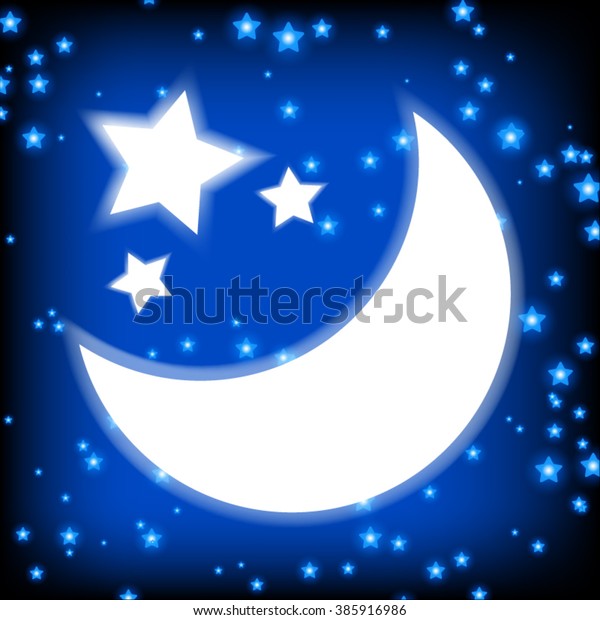 moon star\
icon.  night sky with stars and moon. vector illustration. Space\
landscape with silhouette crescent\
moon