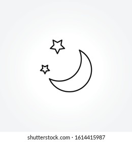 Moon Star Icon On White Background