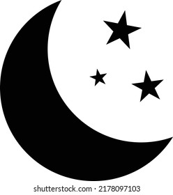 moon and star icon on white background. moon logo. weather cloud sign. flat style.