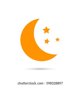 moon star icon. Orange icon