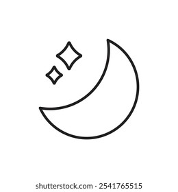 Moon star icon Outline set in black and white color