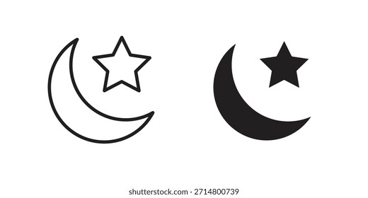Mond- und Sternsymbol-Paket. Flaches Vektorsymbol-Designelement.