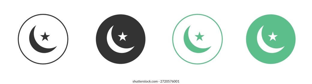 Moon and star icon pictograms. Vector eps 10