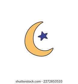 moon and star icon Ramadan and Islamic Eid