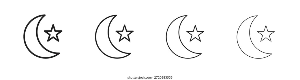 Mond- und Sternsymbol-Set, Illustration, Schwarz