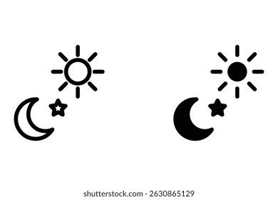 moon and star icon set. night and day icon set. vector icon