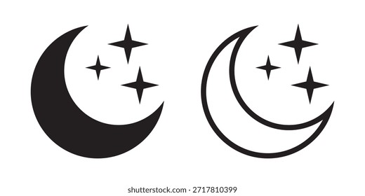 Conjunto de iconos de luna y estrella para cielo nocturno y temas celestiales