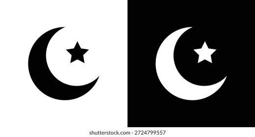 Moon und Stern Symbol Silhouette Vektor flache Illustration Design Pack.