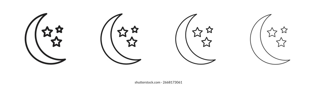 Moon and star icon simple black vectors pack. Design infographic element