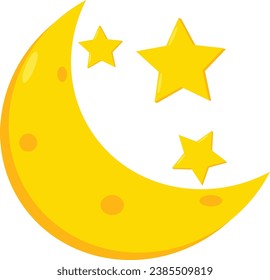 Vector de color simple de clipart de icono de la luna y la estrella 