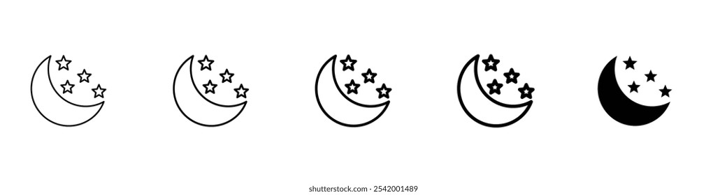 moon and star icon Simple outline illustration