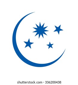 Moon and star icon. Sleep dreams symbol. Night or bed time sign. 