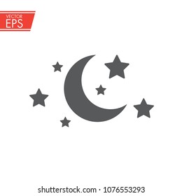 Moon star icon. Sleep symbol. Night dream sign. Sleep mode and Standby mode label. Goodnight mark. Bedtime logo.