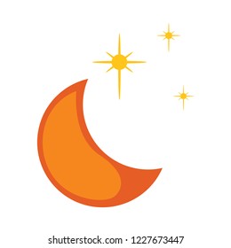 Moon Star Icon. Moon And Stars, Yellow Sleep Icon. Vector Illustration