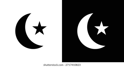 Moon and star icon symbol for Apps and Branding.