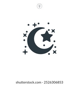 Moon and Star icon symbol vector illustration isolated on white background