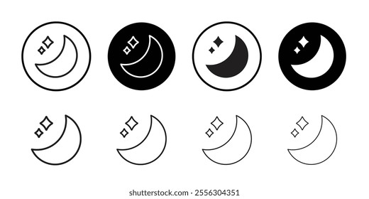 Moon star icon Thin line vector illustration set