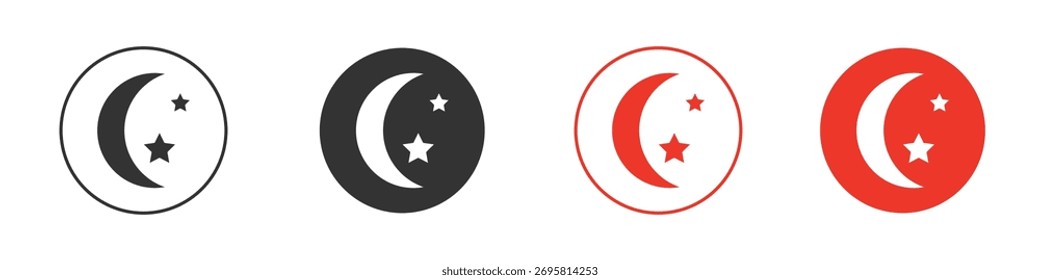 Colección de Vector de icono de luna y estrella. Ilustraciones de Vector de símbolo de stock