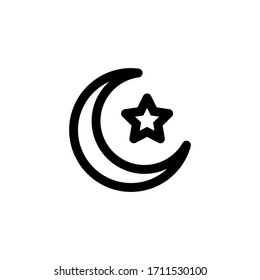 Moon and Star Icon vector illustration logo template for many purpose. Isolated on white background. Moon and Star is in Line Style
