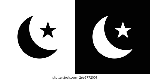 Moon and star icon vector illustration - Collection of high quality black style vector icons