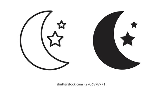 Moon and star icon vector illustration. Flat design. Graphic design vector symbols.