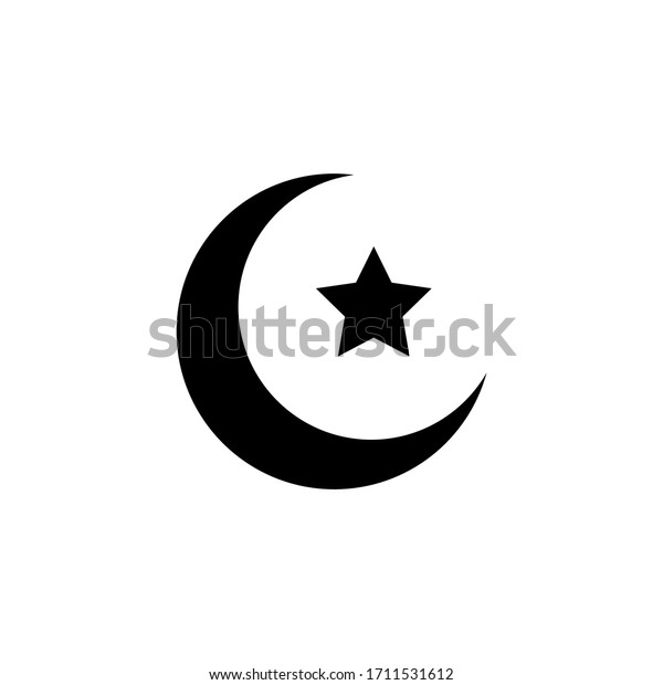 Moon and Star Icon vector illustration logo\
template for many purpose. Isolated on white background. Moon and\
Star is in Solid Style
