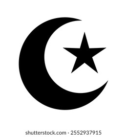 Moon and star icon. Vector image