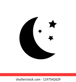 Moon star icon vector, night symbol. Simple, flat design for web or mobile app