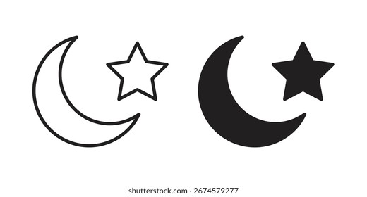 Vector de icono de luna y estrella, signo y símbolo para Elementos de diseño, Sitio web o App.