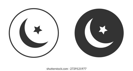 Mond- und Sternsymbol, Vektorsilhouette in Schwarz. einfacher flacher Symbolvektor.