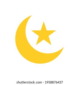 Moon and Star Icon Vector Symbol Illustration