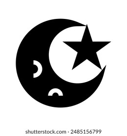 Moon And Star Icon Vector Symbol Design Illustration