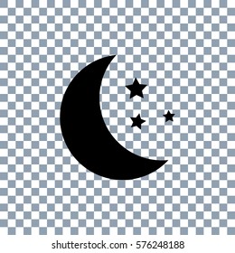 Moon, star Icon vector  transparent background