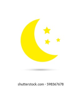 Moon, star Icon vector. Yellow icon