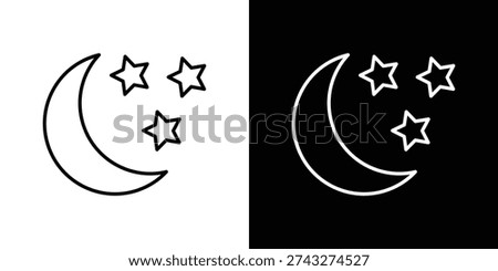 Moon and star icon website stock illustration. stroke symbols