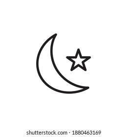 Moon and star icons. Weather and seasons icons, outline style. Vector